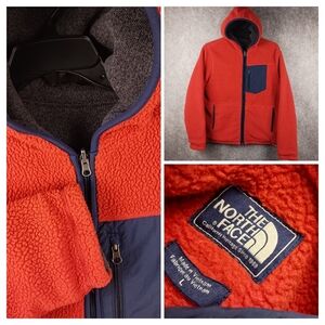 The North Face Jacket Men's Large Orange Gray Full Zip Reversible Fleece Hoodie